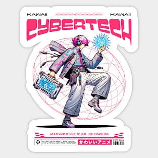 kawaii cyber tech anime girls Sticker